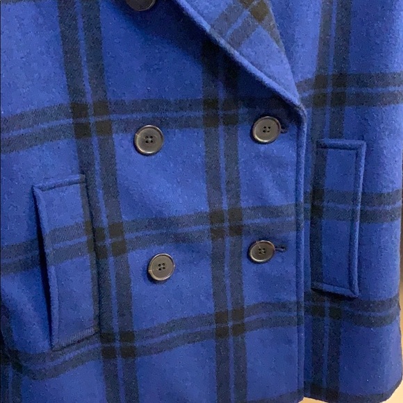 OLD NAVY Excellent used condition blue plaid peacoat - Picture 3 of 6